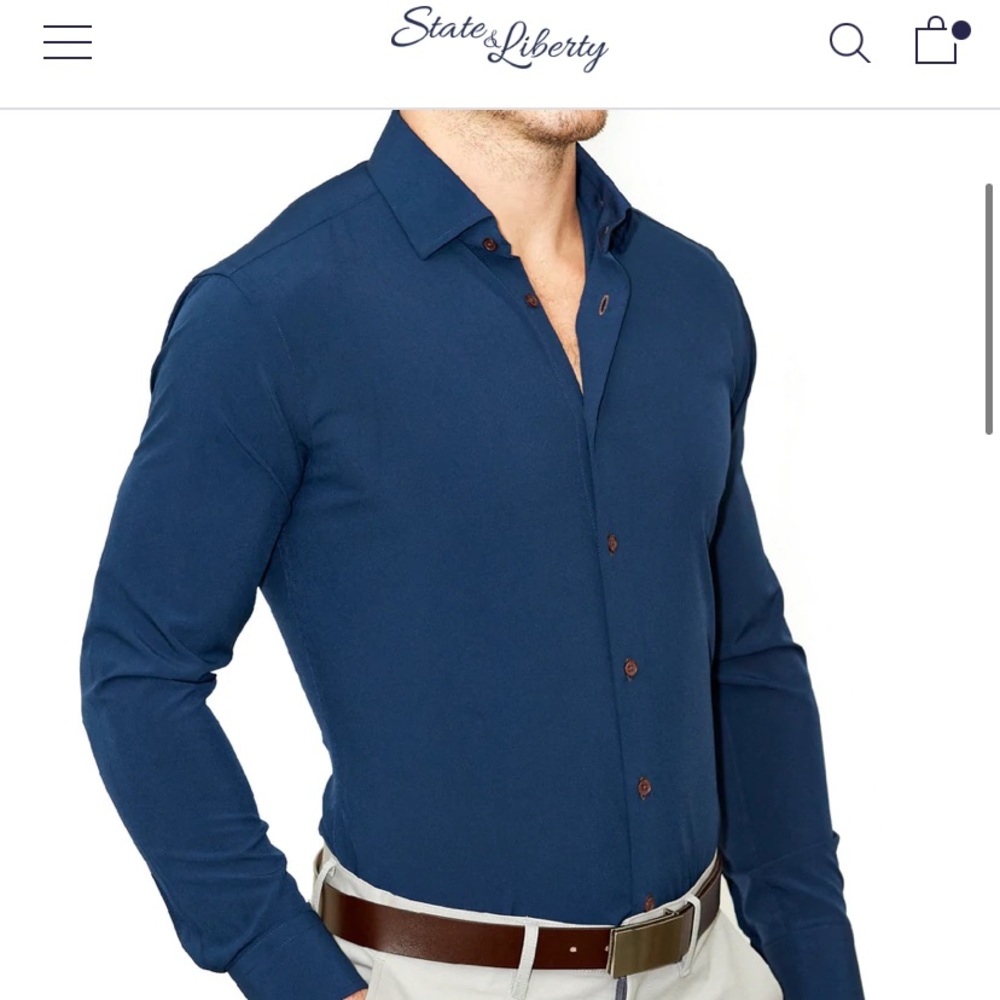 State & Liberty “The Howard” Solid Navy Dress Shirt Small